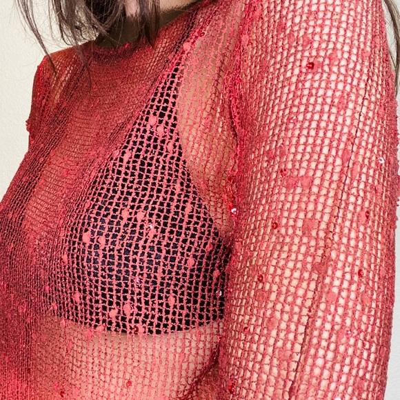 Orange Ombré Mesh Top - Picture 6 of 12